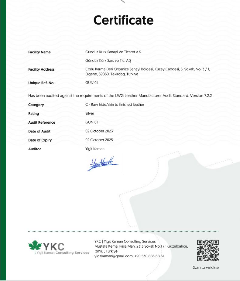 LWG Audit Certificate Silver